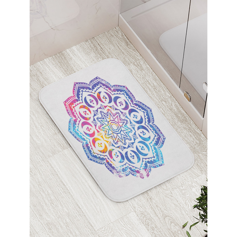 Mandala Effect Soft Colors Bath Mat