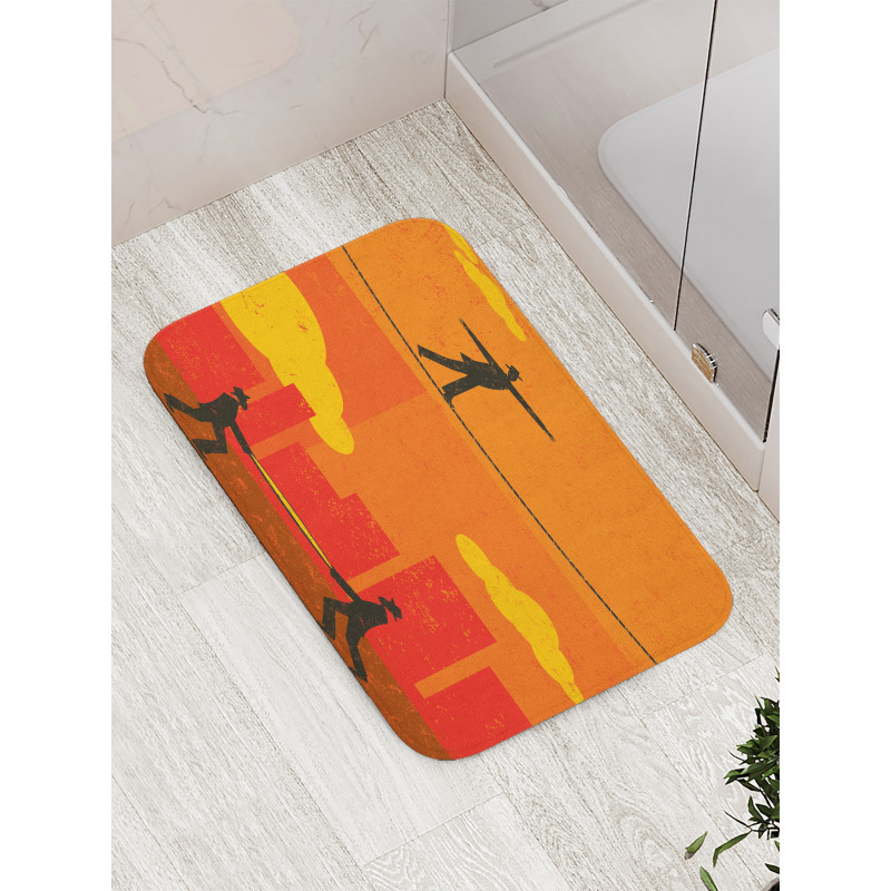 Men Walk Tightrope Net Bath Mat