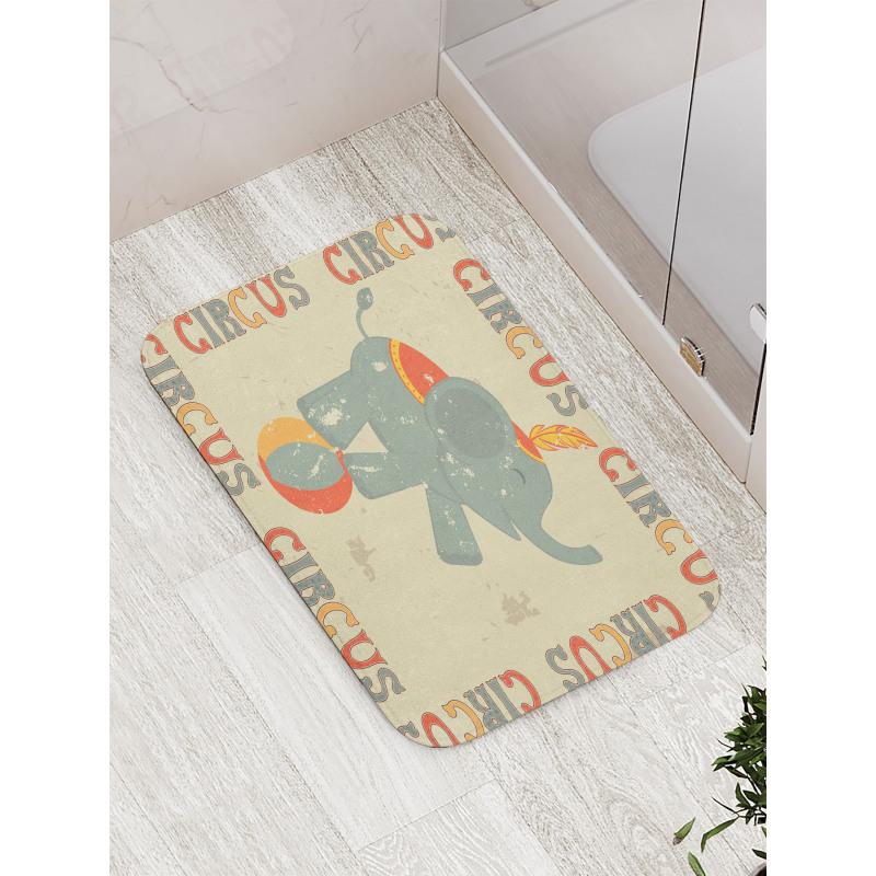 Retro Print Elephant Bath Mat