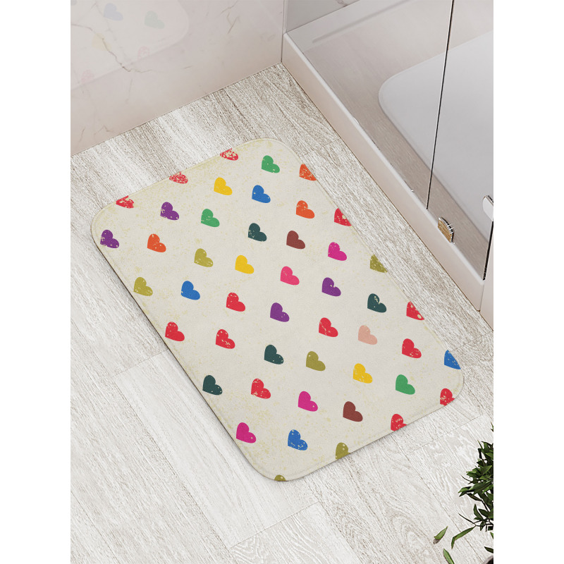 Distressed Hearts Love Bath Mat