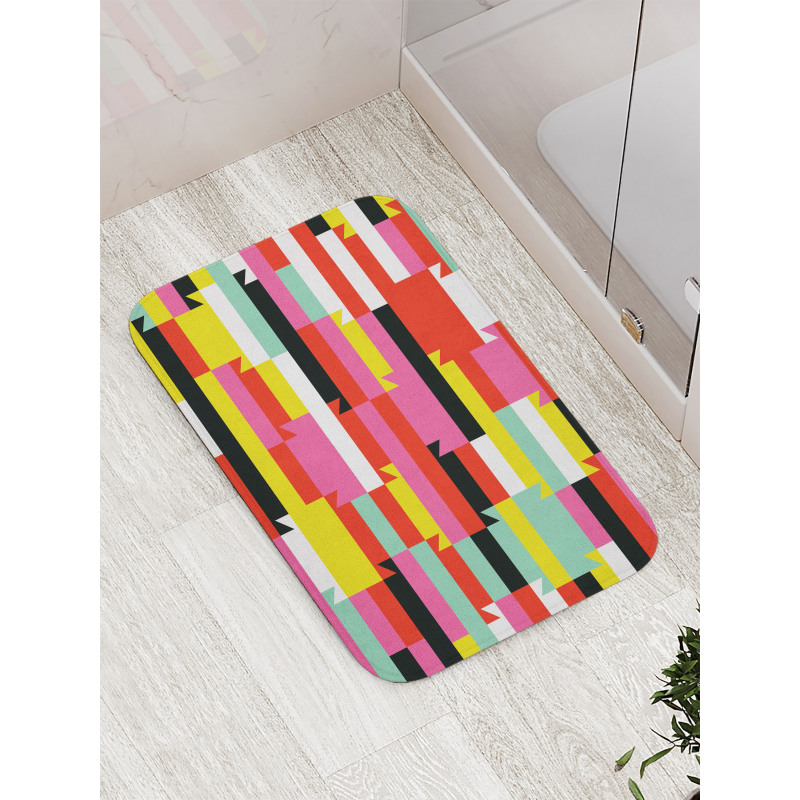 Geometric Blocks Lines Bath Mat