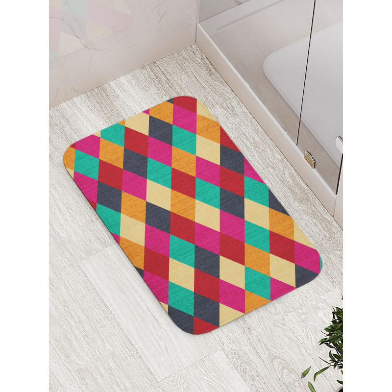 Distressed Checkered Bath Mat