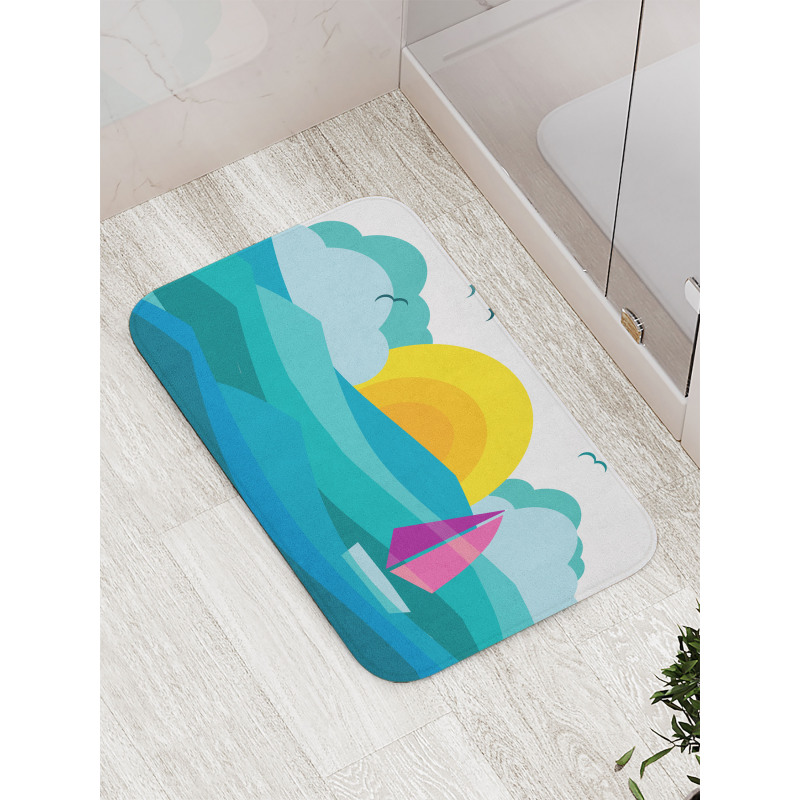 Sunny Sea Sail Ship Bath Mat