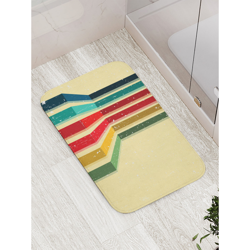 Vintage Colorful Strips Bath Mat