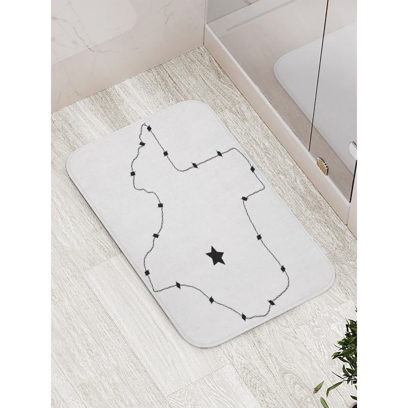 Barbed Wire Map Bath Mat