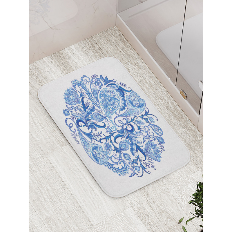 Paisley Circle in Blue Bath Mat