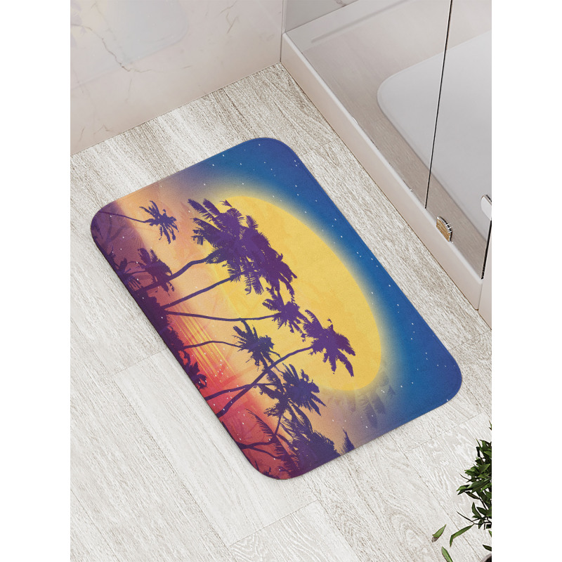 Retro Moon Rise Palms Bath Mat