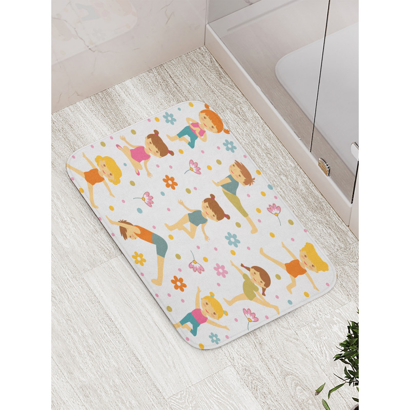 Cartoon Exercising Kids Bath Mat