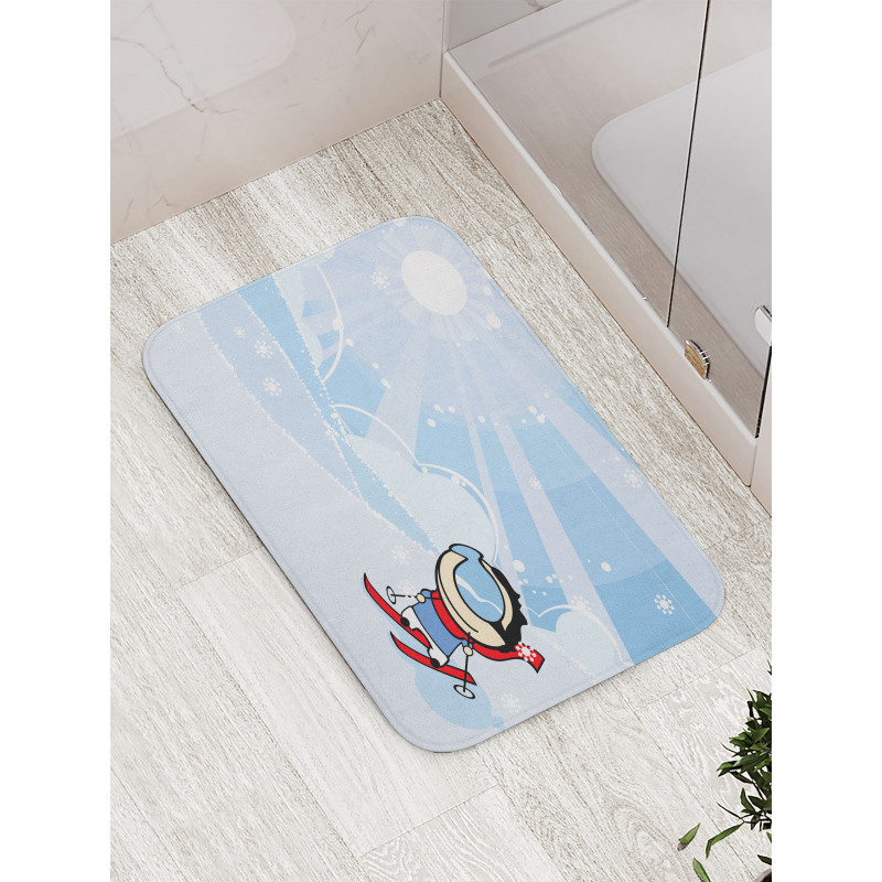 Skiing Boy Sunshine Bath Mat