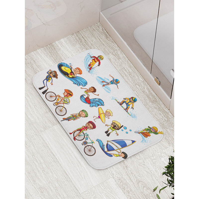 Surfing Cycling Bath Mat