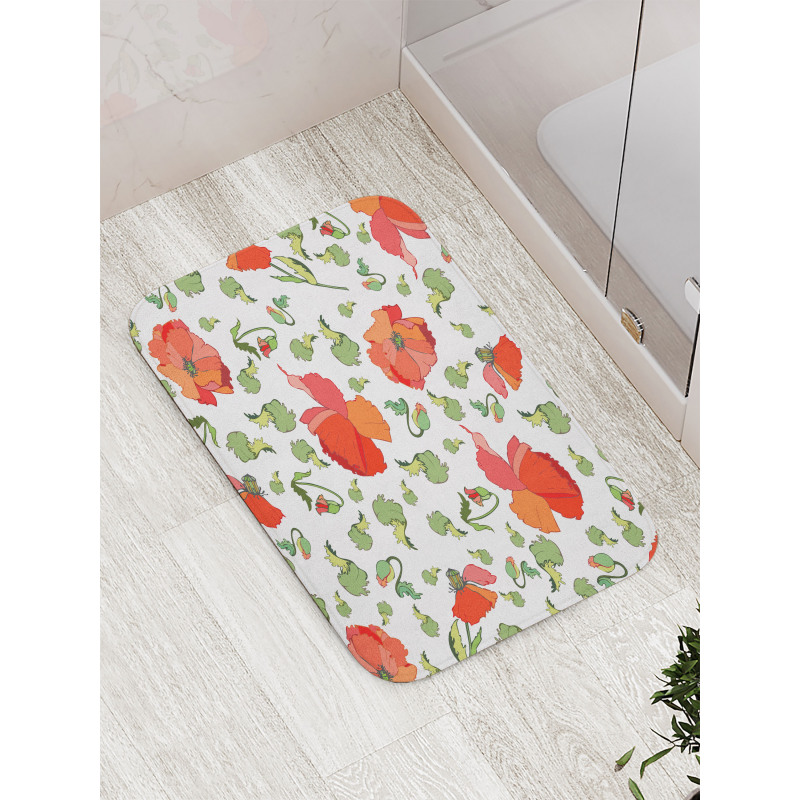 Buds Blossoms Leaves Bath Mat