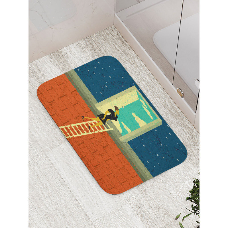 Woman on Ladder Bath Mat