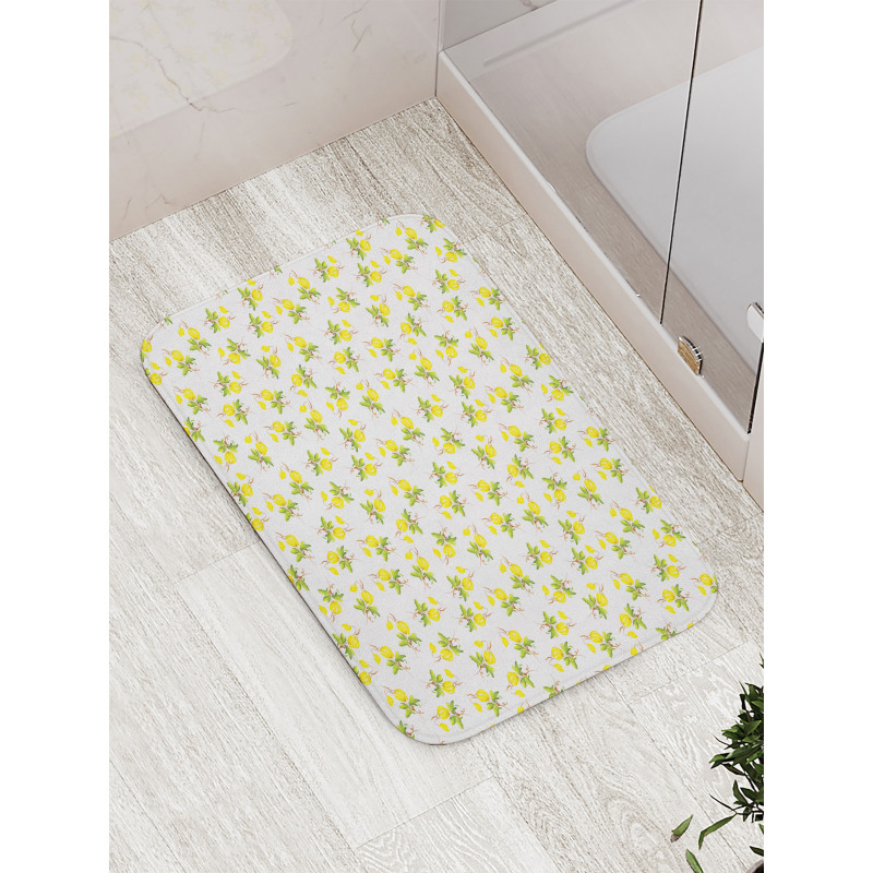 Watercolored Lemons Bath Mat