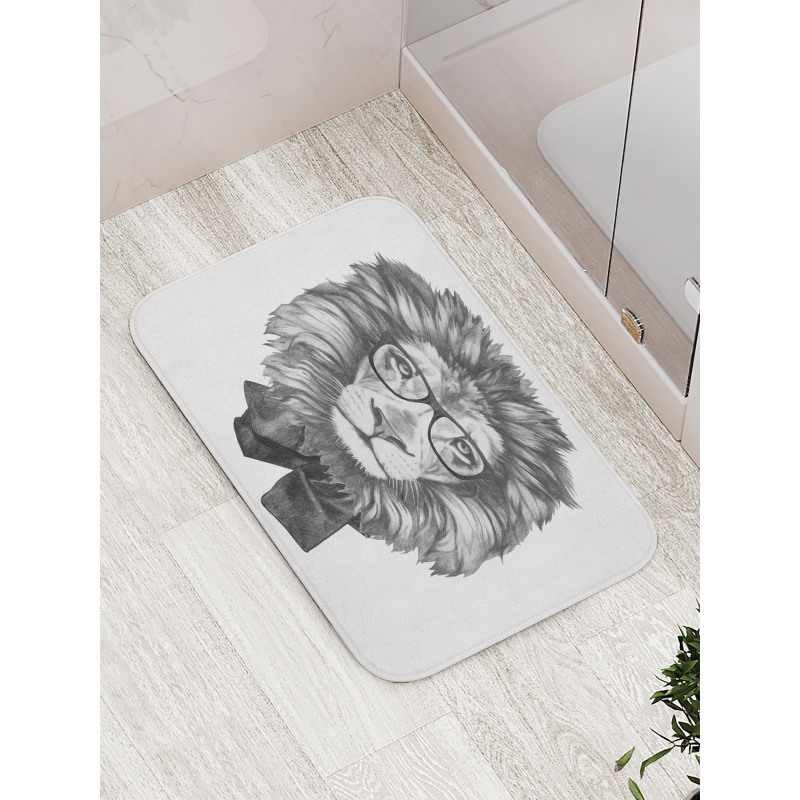 Hipster Animal in Glasses Bath Mat