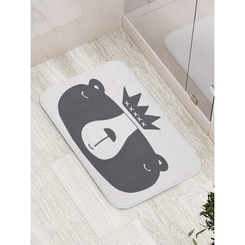 Humorous Bear in Crown Bath Mat