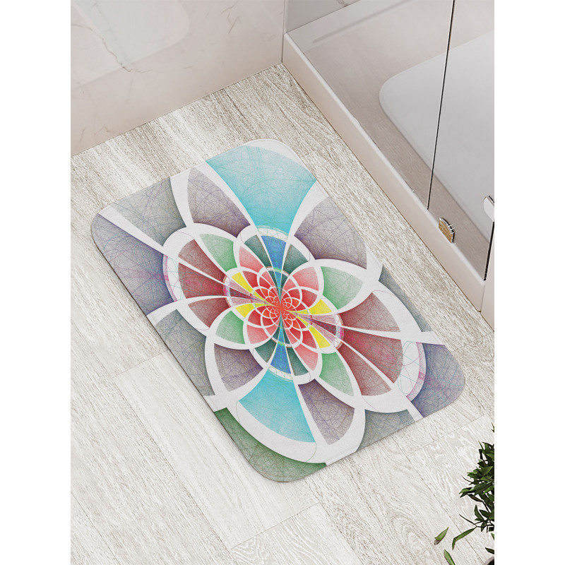 Circles Fractal Lines Bath Mat