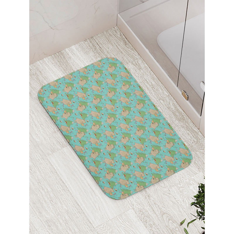 Caricature Forest Bear Bath Mat