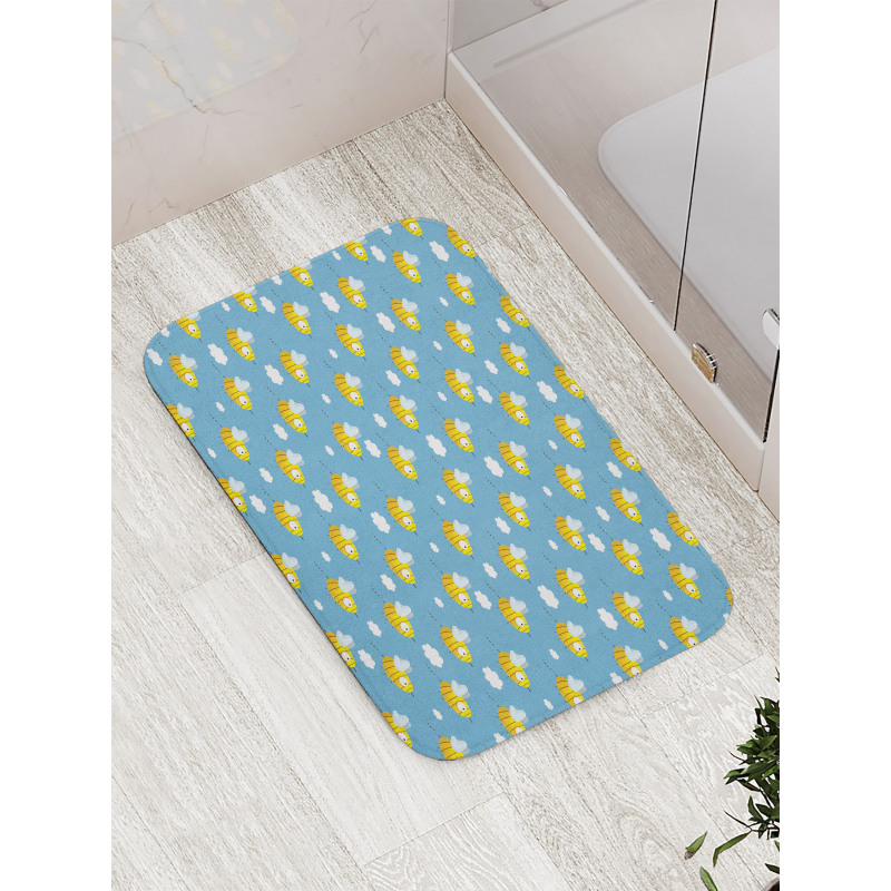 Bees Wings Big Eyes Doodle Bath Mat