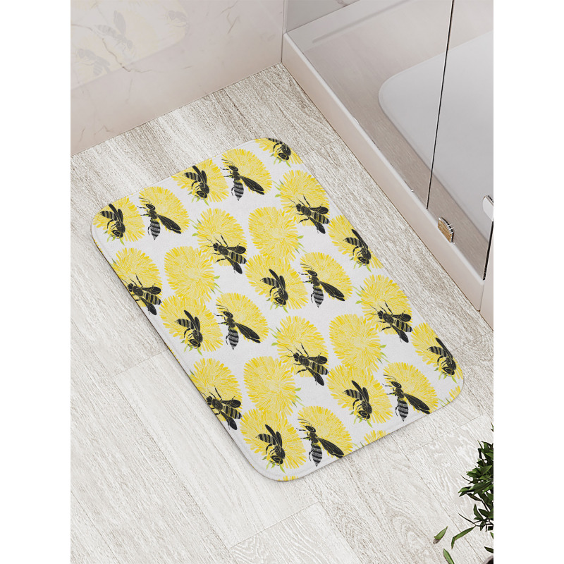 Nature Dandelion Flowers Bath Mat