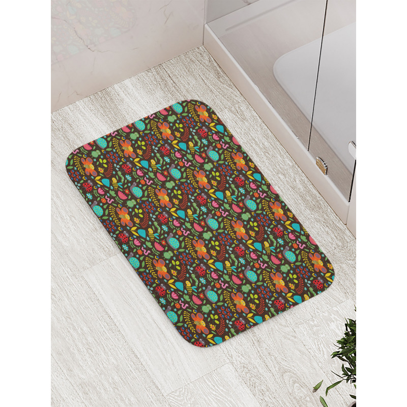 Cartoon Insects Playing Bath Mat