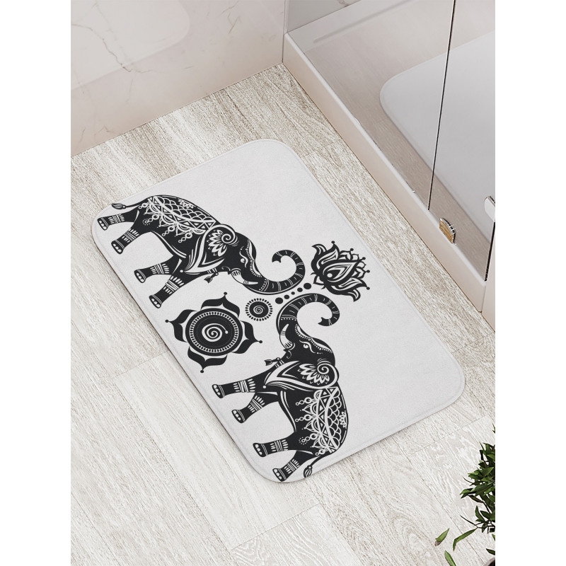 Elephants and Lotus Bath Mat