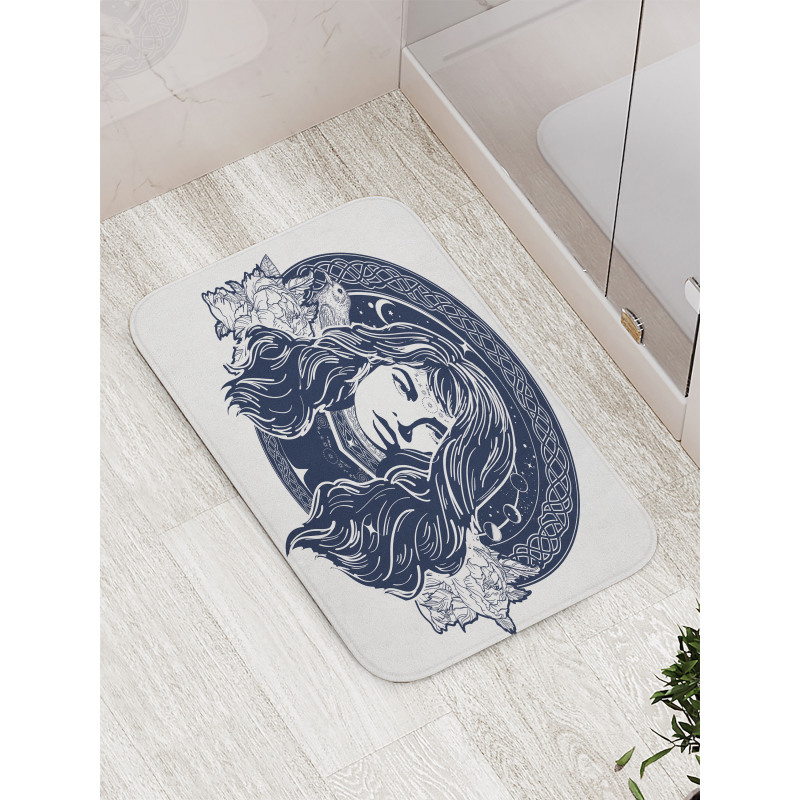 Occult Woman Portrait Bath Mat