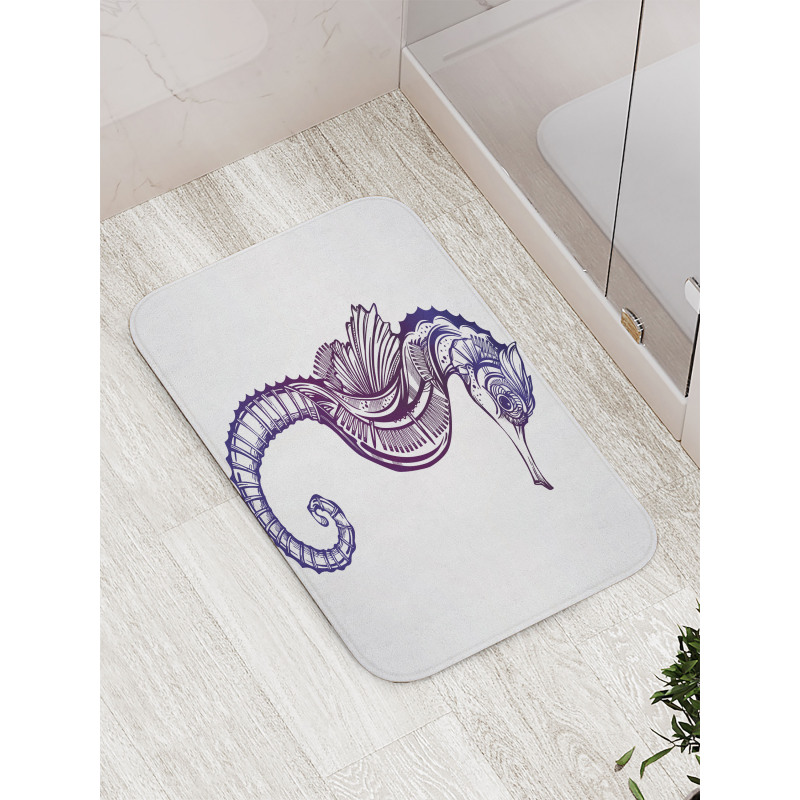 Boho Seahorse Tattoo Bath Mat