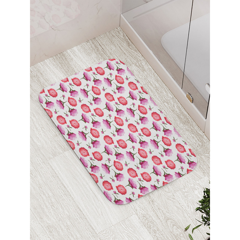 Pink and Violet Peonies Bath Mat