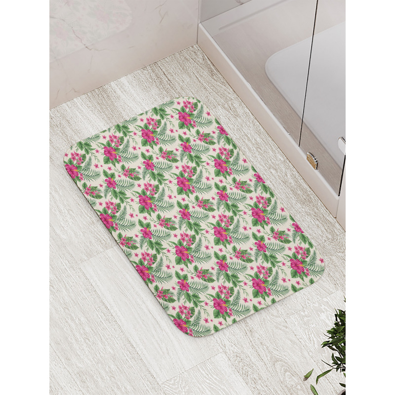 Plumeria and Hibiscus Bath Mat