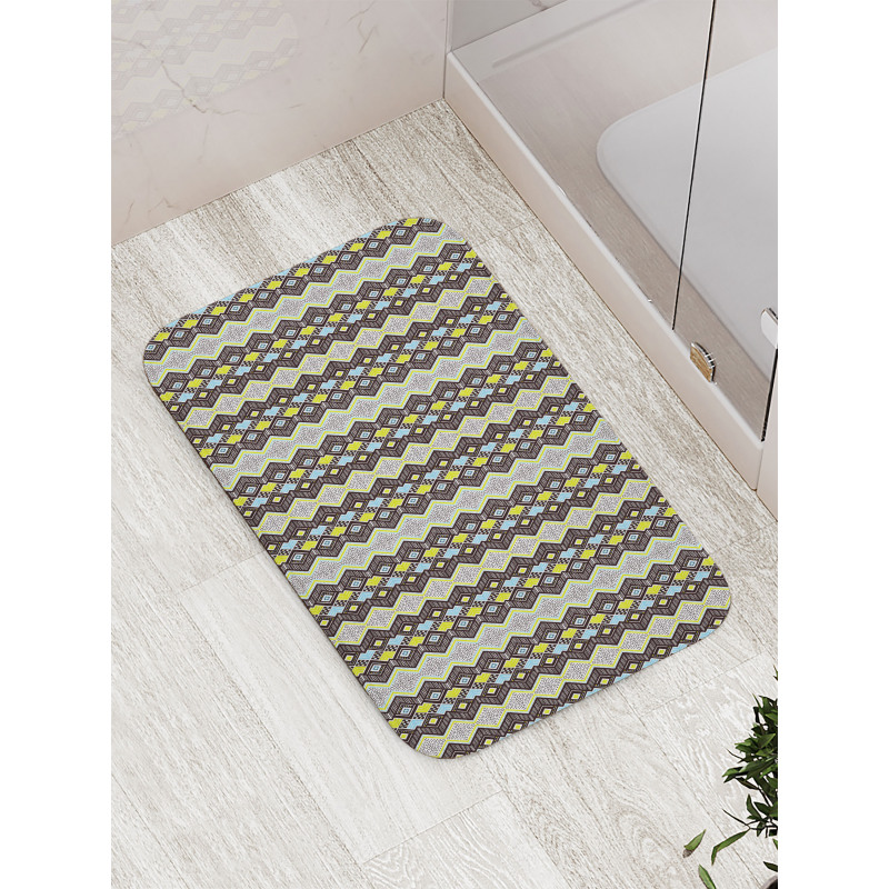 Abstract Zig Zag and Dots Bath Mat