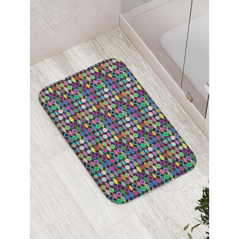 Abstract Oval Shapes Bath Mat