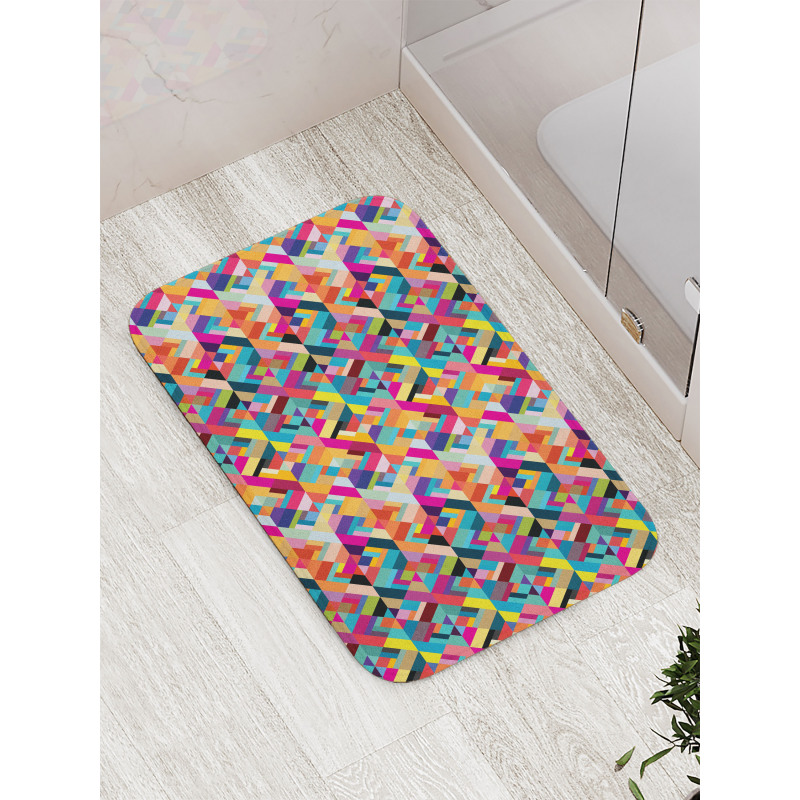 Diagonal Colorful Tile Bath Mat