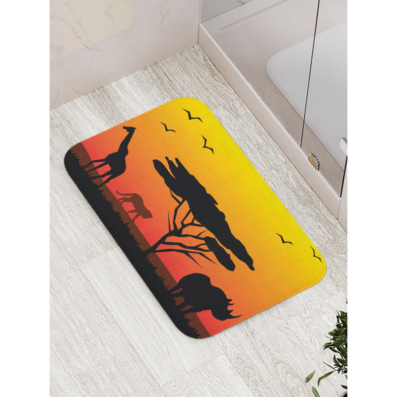 Silhouette of Animals Bath Mat