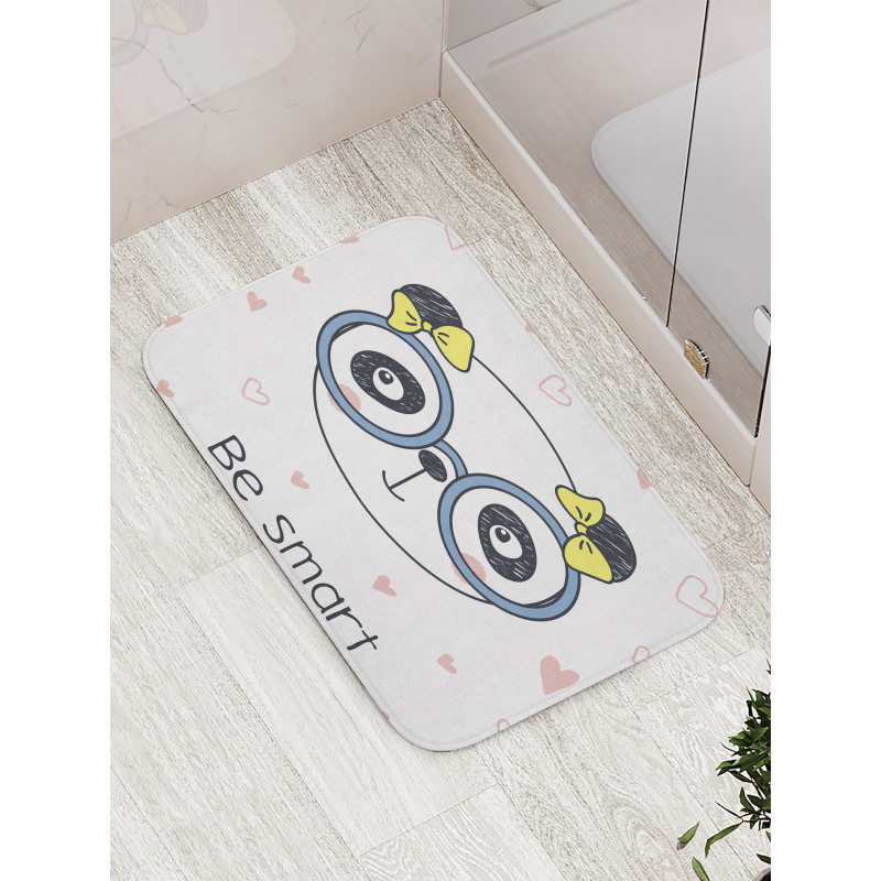 Doodle Panda Girl Glasses Bath Mat