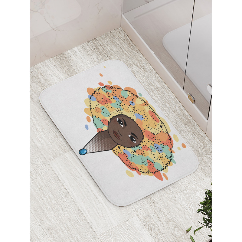 Woman with Luxuriant Hair Bath Mat