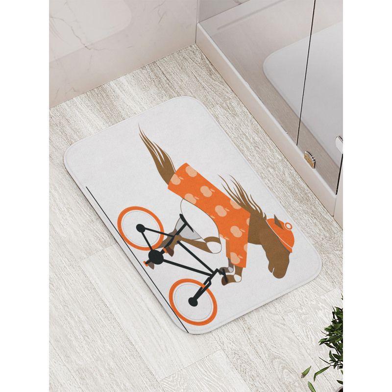 Hipster Horse Riding Bike Bath Mat