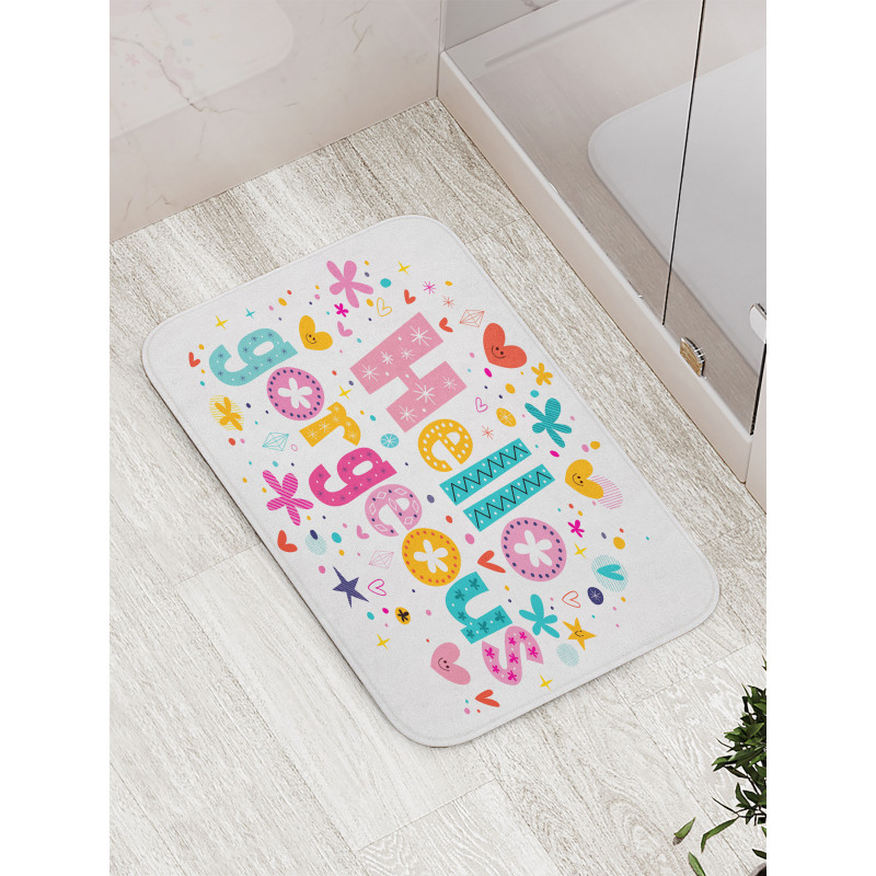 Girl Theme Words Bath Mat