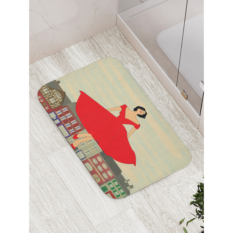 Lady in Red Dress Bath Mat