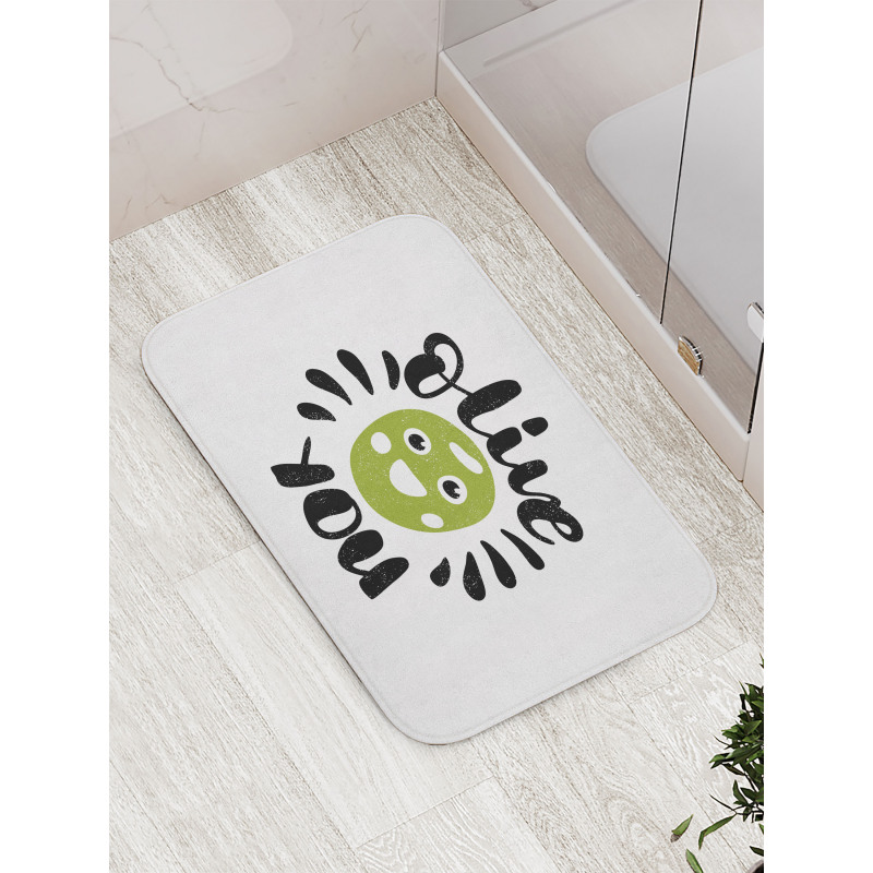 Olive You Funny Grunge Bath Mat