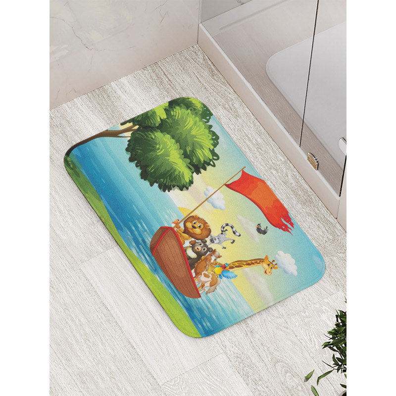 Funny Playful Animals Tree Bath Mat