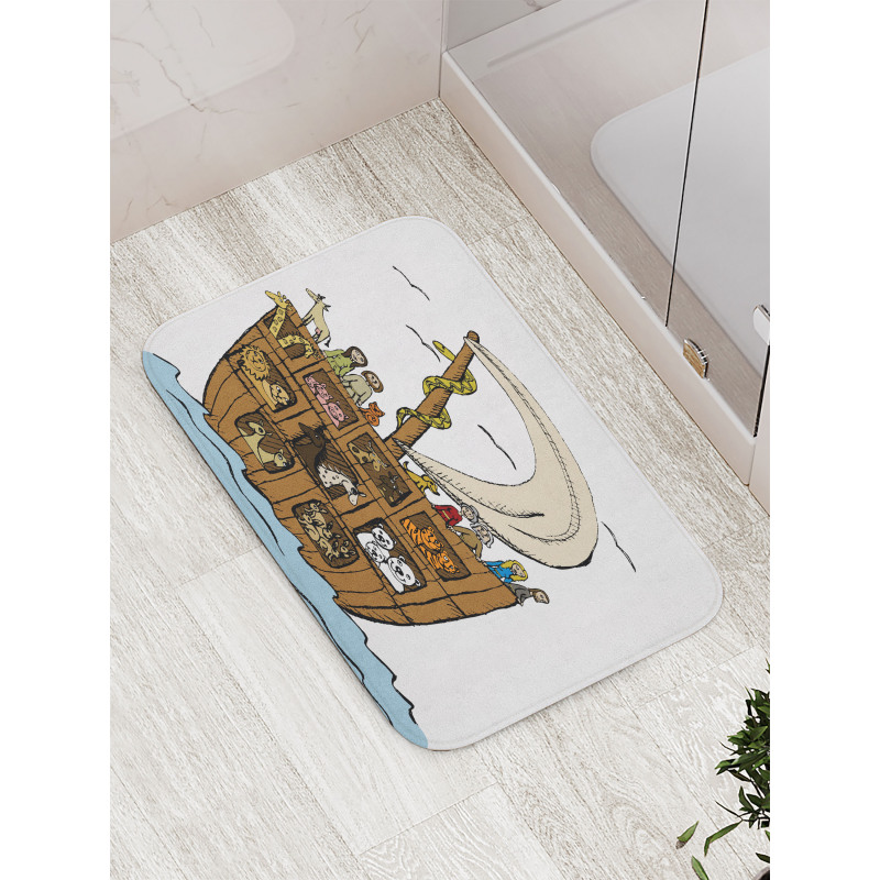 Ancient Flood Story Motif Bath Mat