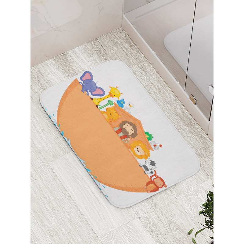 Animals Aboard Flood Motif Bath Mat