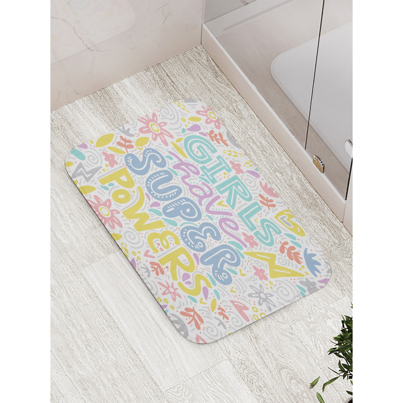 Boho Floral Girl Power Bath Mat