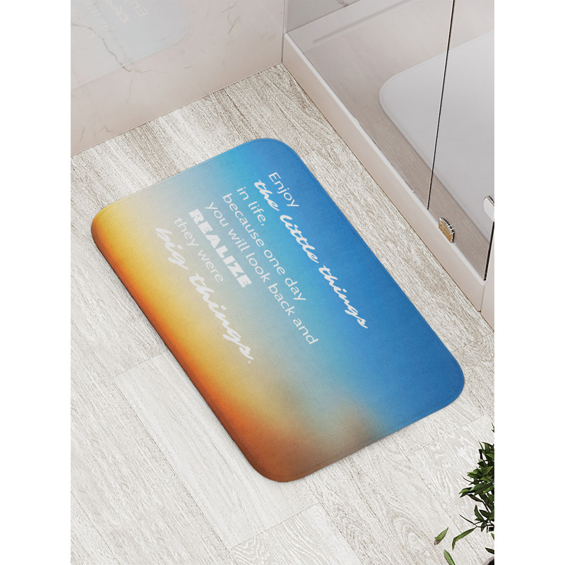 Slogan on Blurry Backdrop Bath Mat