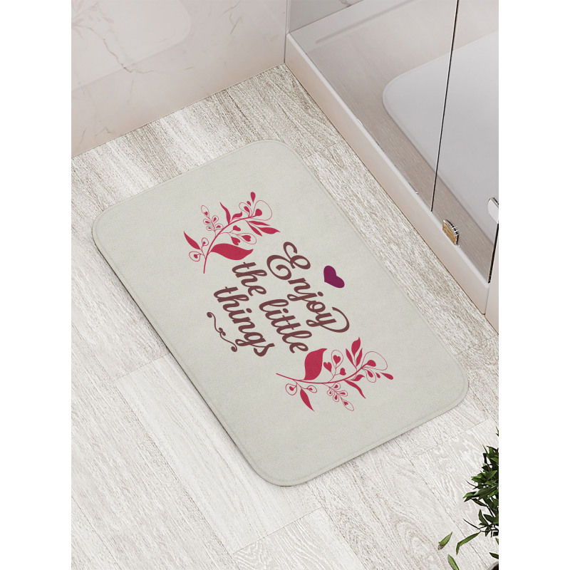 Retro Slogan and Flowers Bath Mat