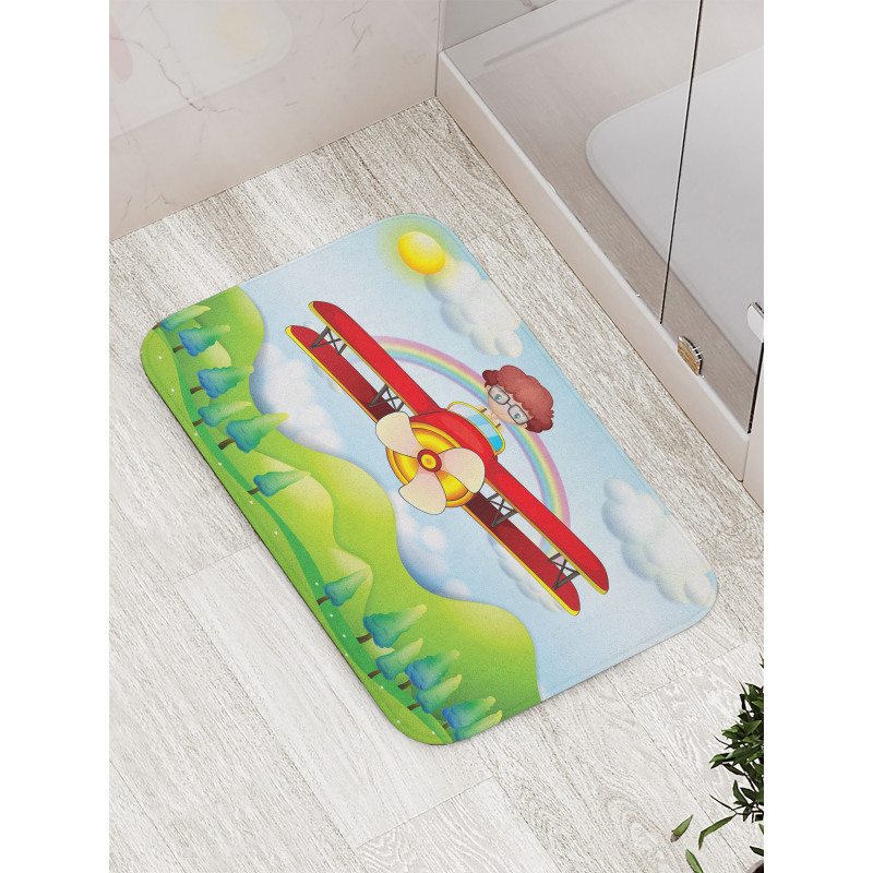 Boy in Sky Sunny Day Bath Mat