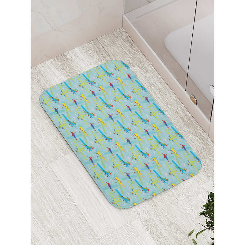 Cartoon Style Aircraft Bath Mat