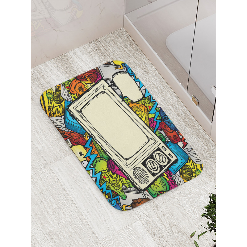 90s Theme Retro Style Bath Mat