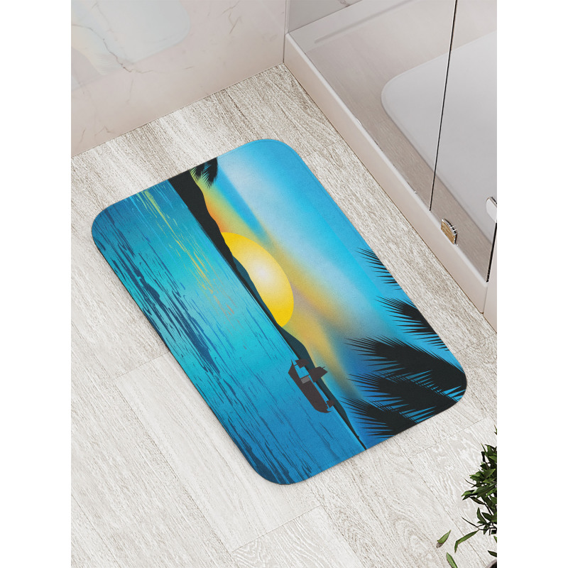 Calm Sunrise Fishing Boat Bath Mat