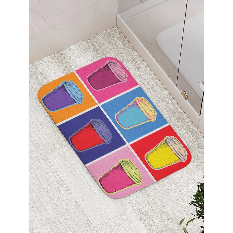 Modern Pop Art Cups Bath Mat